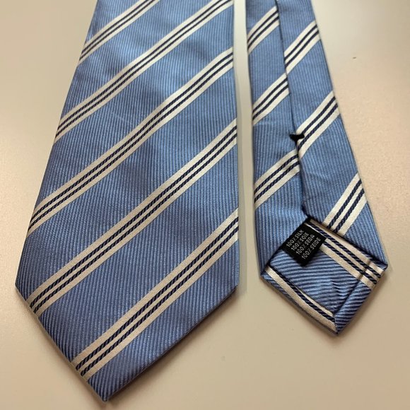 La Vita Di Moda Silk Blue Striped Mens Tie - Picture 1 of 6